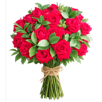 Buquê de rosas tipo exportação com ruscos