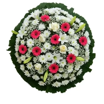 Coroa de Flores brancas e rosa 