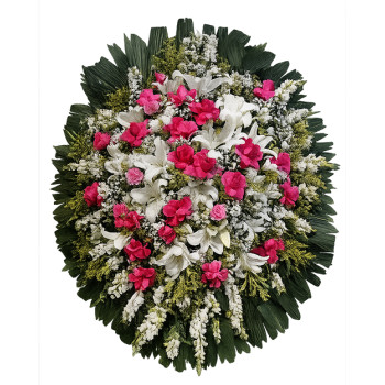 Coroa de Flores Pink e brancas 